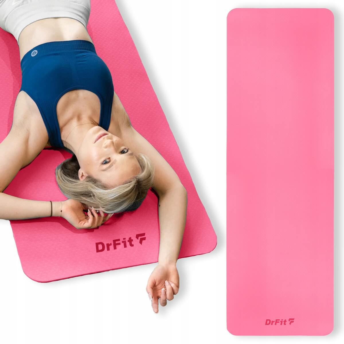 różowa mata nbr do ćwiczeń, mata amortyzująca do ćwiczeń fitness