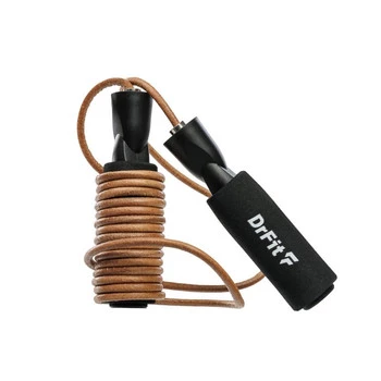 DrFit Skórzana skakanka z piankowymi uchwytami regulowana z łożyskami do treningu cardio