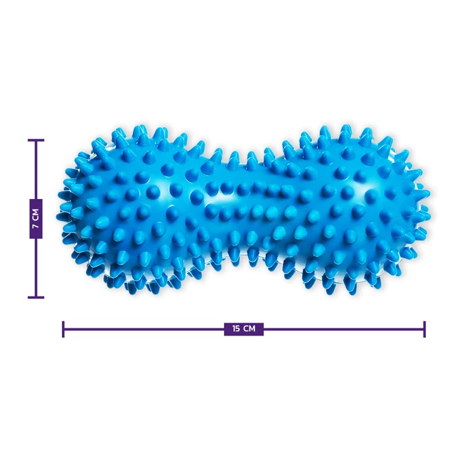 DrFit Podwójna piłeczka sensoryczna duoball z masującymi wypustkami niebieska