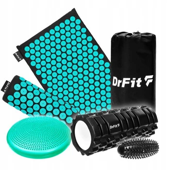 Zestaw regeneracyjny - mata do akupresury, roller sensoryczny, roller z wypustkami, poduszka balansowa z wypustkami