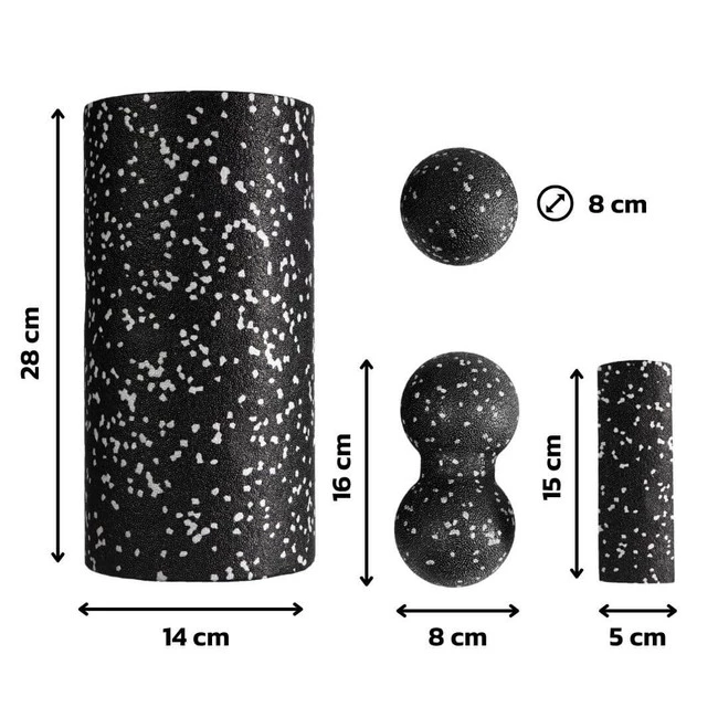 DrFit Zestaw piankowych rollerów do masażu i rehabilitacji - 4 elementy białe kropki