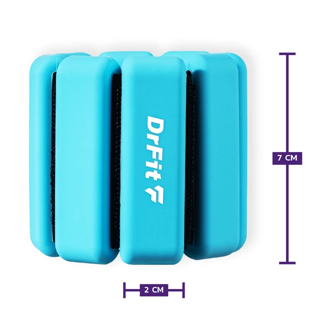 DrFit regulowane obciążniki silikonowe na kostki i nadgarstki 0,45 kg (para) niebieskie