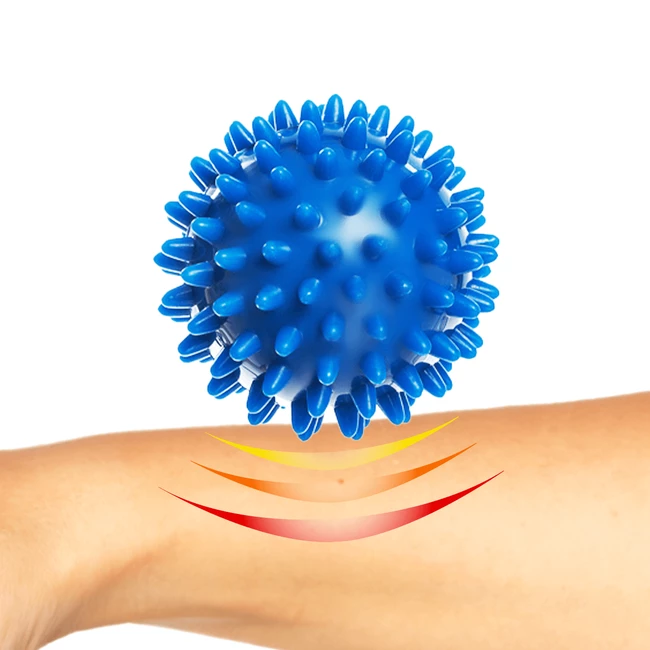 DrFit Twarda piłka do masażu rehabilitacyjnego z wypustkami sensorycznymi ø 7 cm niebieska