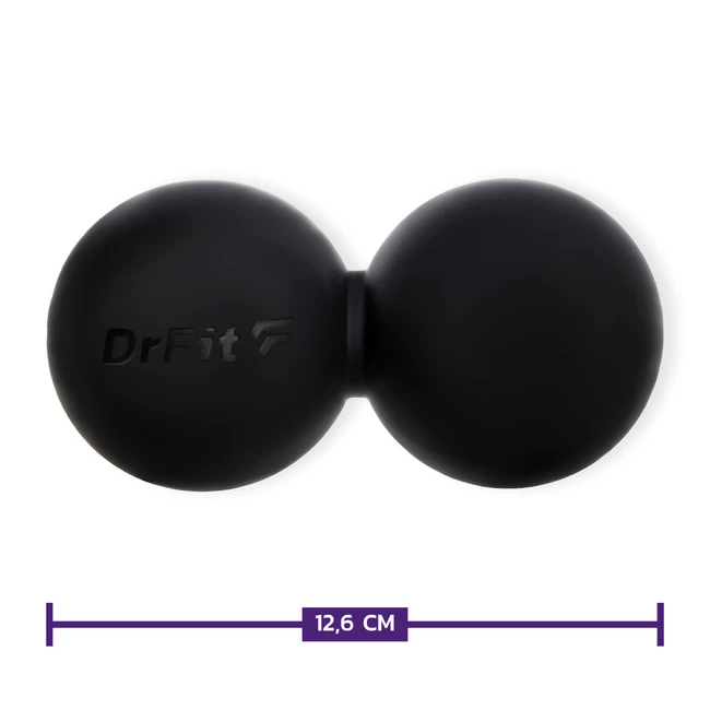 DrFit Podwójna gładka silikonowa piłka Lacrosse duoball do masażu czarna