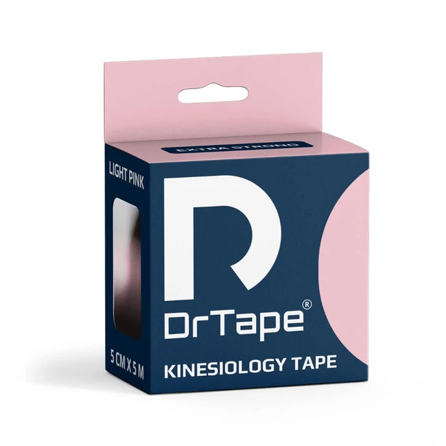 DrTape mocna wodoodporna taśma do tejpingu 5 cm x 5 m jasnoróżowa