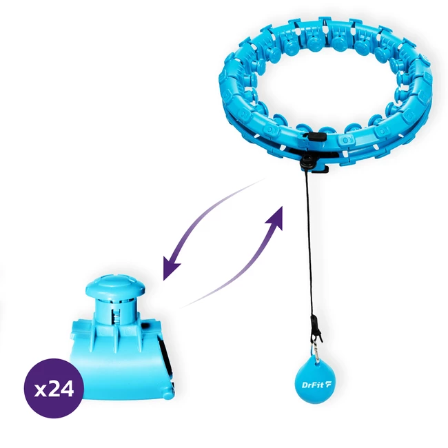 DrFit Hula hop składane z wypustkami i obciążeniem regulowane niebieskie