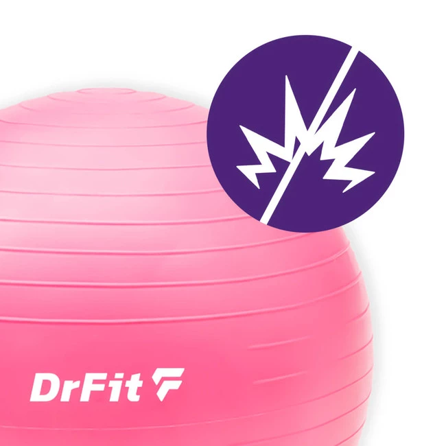 DrFit Piłka do ćwiczeń fitness i rehabilitacji z pompką elastyczna stabilizująca ø 45 różowa