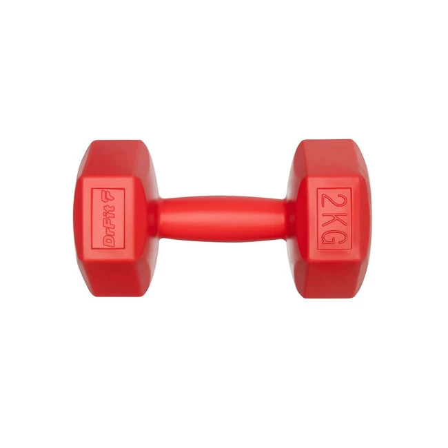 DrFit Hantle sześciokątne w kształcie heksagonów 2 kg czerwony (2 sztuki)