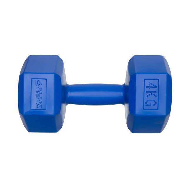 DrFit Hantle sześciokątne w kształcie heksagonów 4 kg niebieskie (2 sztuki)