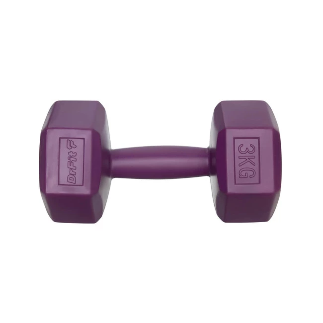 DrFit Hantle sześciokątne w kształcie heksagonów 3 kg fioletowe (2 sztuki)
