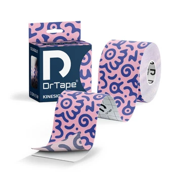 DrTape mocna wodoodporna taśma do tejpingu 5cm x 5m doodles różowo - niebieski