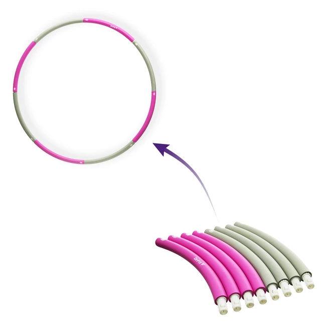 DrFit Hula hop gładkie składane koło treningowe 8-elementowe do modelowania sylwetki ø 100 cm szaro-różowe
