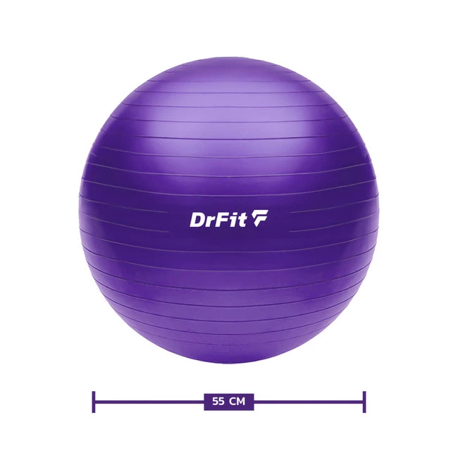 DrFit Piłka do ćwiczeń fitness i rehabilitacji z pompką elastyczna stabilizująca ø 55 fioletowa