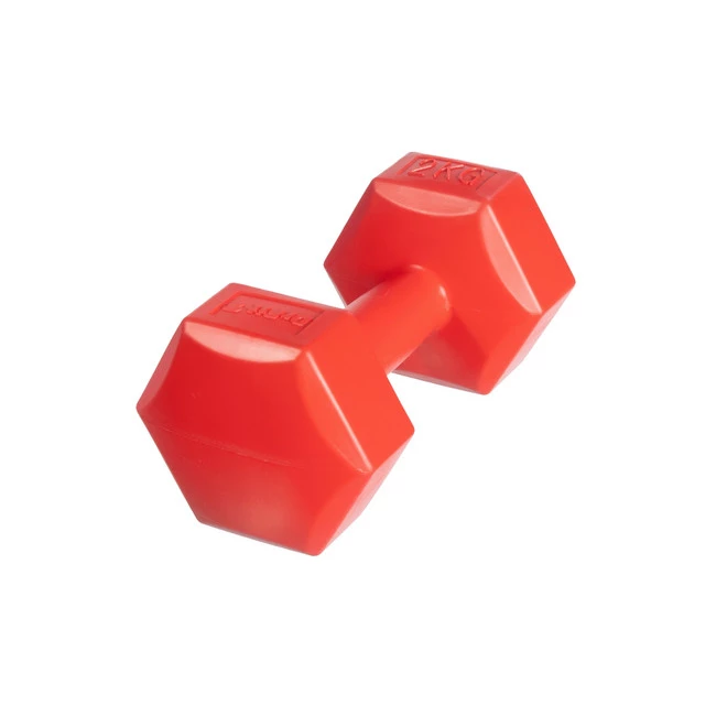 DrFit Hantle sześciokątne w kształcie heksagonów 2 kg czerwony (2 sztuki)