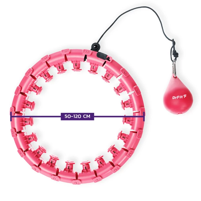 DrFit Hula hop składane z wypustkami i obciążeniem regulowane różowe