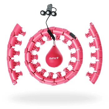 DrFit Hula hop składane z wypustkami i obciążeniem regulowane różowe