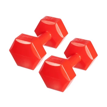 DrFit Hantle sześciokątne w kształcie heksagonów 2 kg czerwony (2 sztuki)