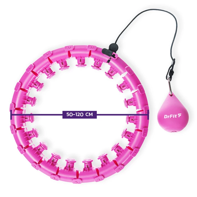 DrFit Hula hop składane z wypustkami i obciążeniem regulowane fioletowe