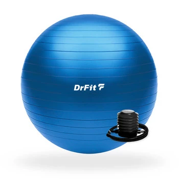 DrFit Piłka do ćwiczeń fitness i rehabilitacji z pompką elastyczna stabilizująca ø 65 niebieska