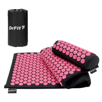 DrFit Mata długa do akupresury + poduszka i torba różowe igły