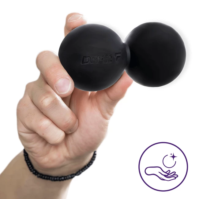 DrFit Podwójna gładka silikonowa piłka Lacrosse duoball do masażu czarna
