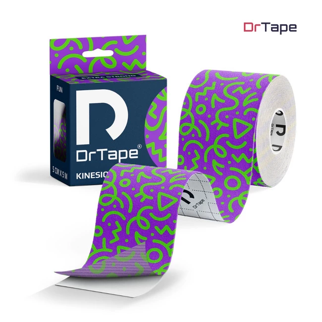 DrTape mocna wodoodporna taśma do tejpingu 5cm x 5m doodles fioletowo zielony
