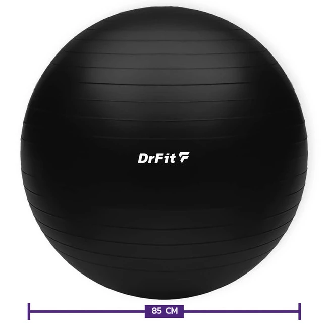 DrFit Piłka do ćwiczeń fitness i rehabilitacji z pompką elastyczna stabilizująca ø 85 czarna
