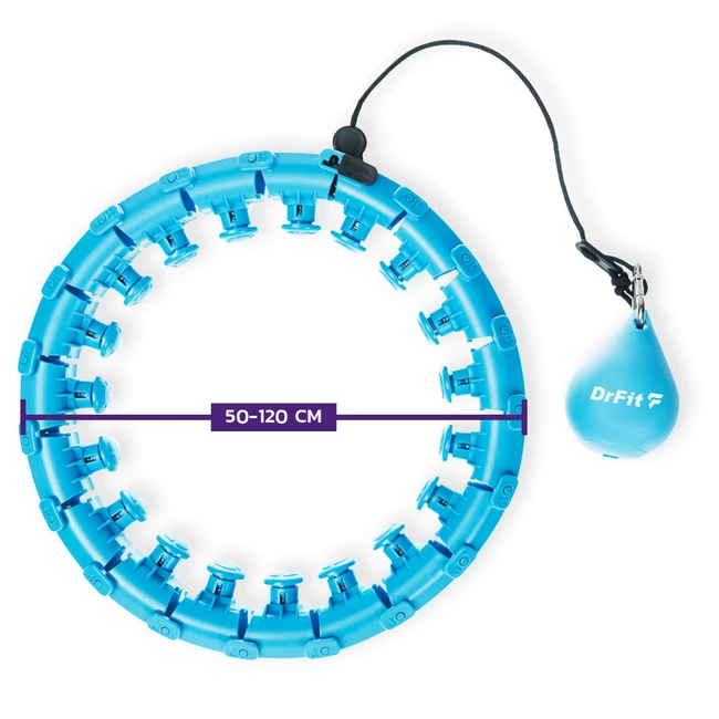 DrFit Hula hop składane z wypustkami i obciążeniem regulowane niebieskie