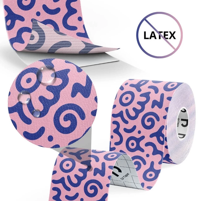 DrTape mocna wodoodporna taśma do tejpingu 5cm x 5m doodles różowo - niebieski