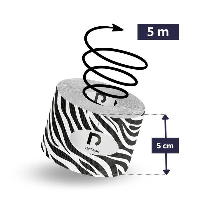 DrTape mocna wodoodporna taśma do tejpingu 5 cm x 5 m Zebra