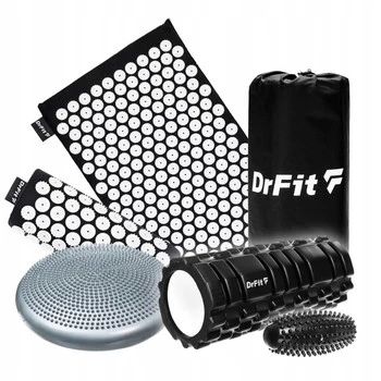 Zestaw regeneracyjny - mata do akupresury, roller sensoryczny, roller z wypustkami, poduszka balansowa z wypustkami