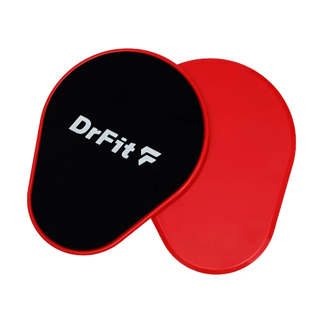 DrFit Dwustronne dyski ślizgowe do ćwiczeń czerwone
