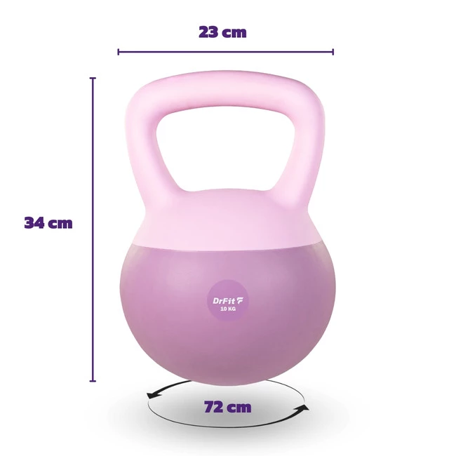 DrFit Kettlebell odważnik winylowy do ćwiczeń siłowych fioletowy 10kg
