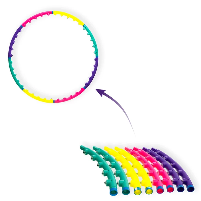 DrFit Hula hop składane 8 elementów z wypustkami masujące ø 95 cm wielokolorowe