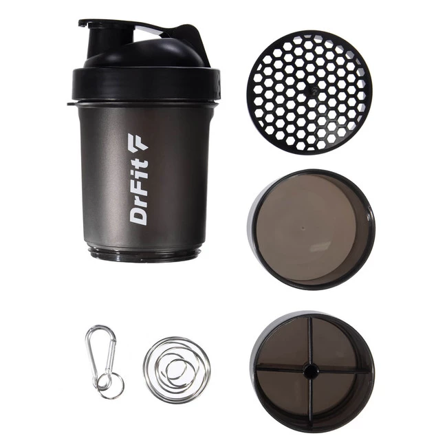 DrFit Bidon shaker zestaw wieloelementowy 500 ml czarny