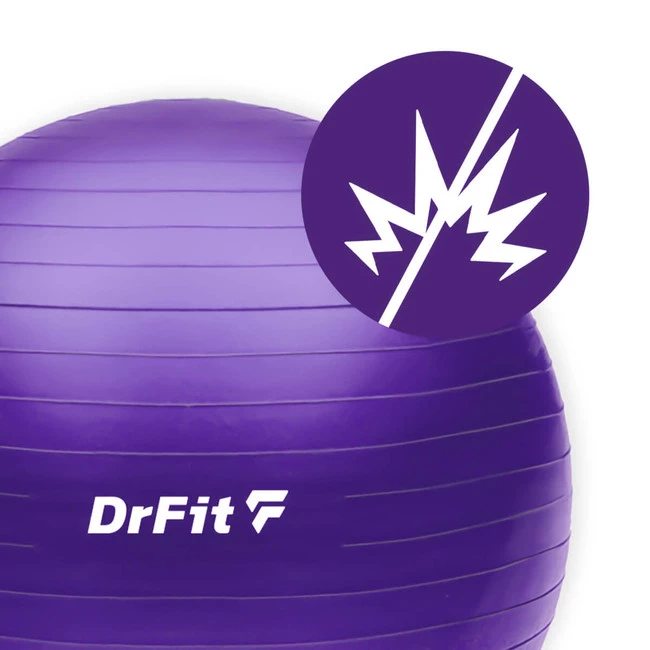 DrFit Piłka do ćwiczeń fitness i rehabilitacji z pompką elastyczna stabilizująca ø 55 fioletowa