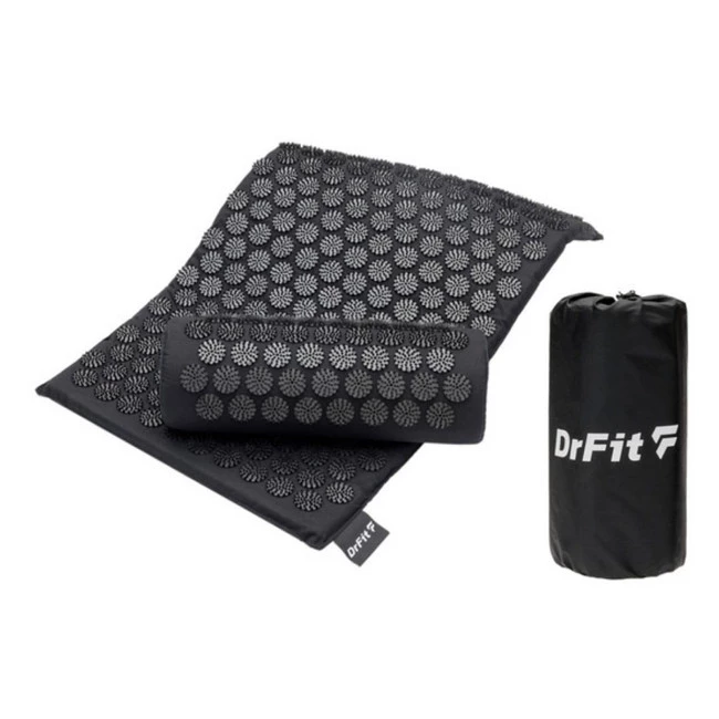 DrFit Mata do akupresury krótka z poduszką i torbą czarne igły