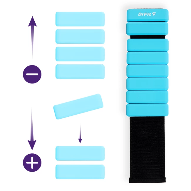 DrFit regulowane obciążniki silikonowe na kostki i nadgarstki 0,45 kg (para) niebieskie