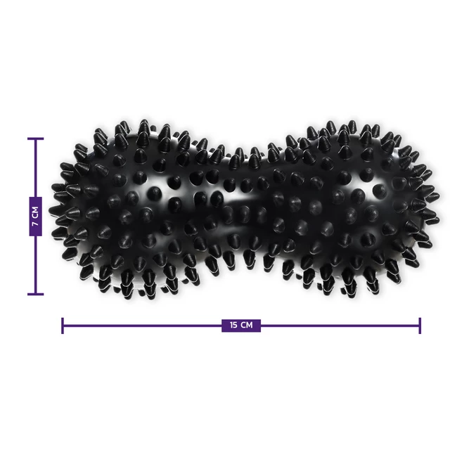 DrFit Podwójna piłeczka masująca z wypustkami sensorycznymi czarna