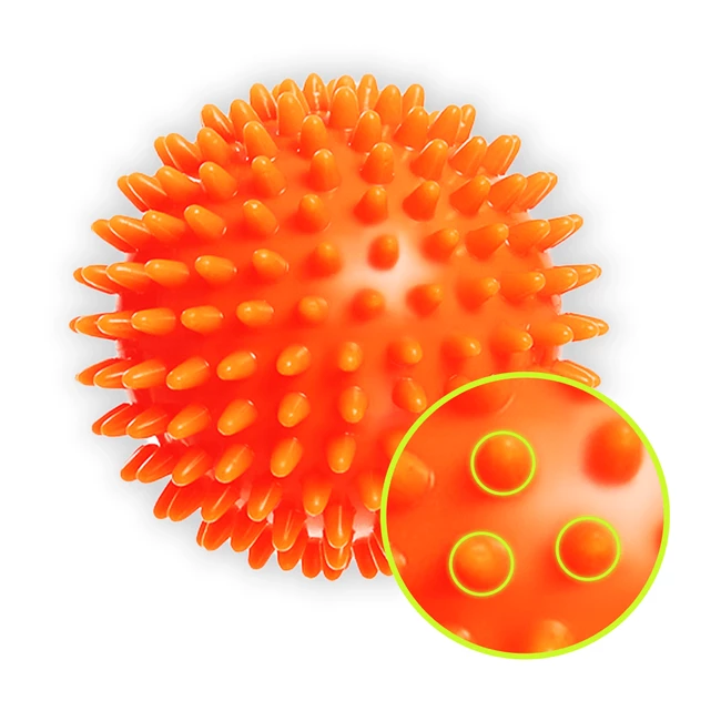 DrFit Twarda piłka rehabilitacyjna do masażu z wypustkami sensorycznymi ø 9 cm pomarańczowa