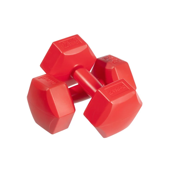 DrFit Hantle sześciokątne w kształcie heksagonów 2 kg czerwony (2 sztuki)