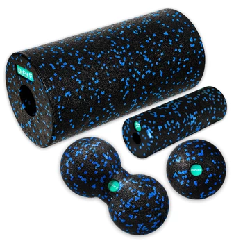 DrFit Zestaw piankowych rollerów do masażu i rehabilitacji - 4 elementy niebieskie kropki