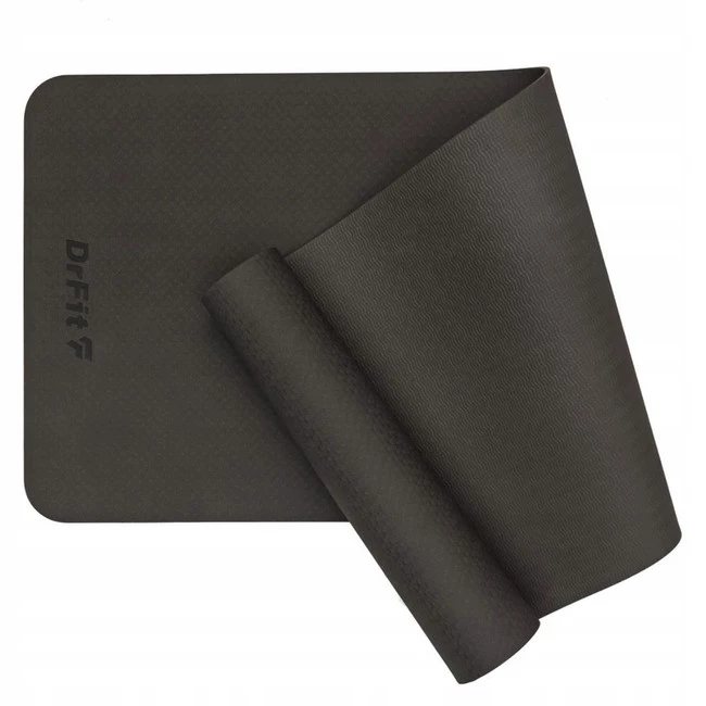 Czarny zestaw treningowy - mata NBR, hantle, guma oporowa i gładki roller Travel