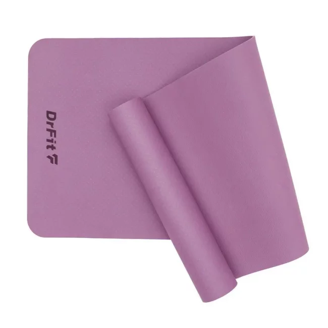 Zestaw akcesoriów w kolorze fioletowym do jogi i pilatesu – mata, piłka, ring i kostka wspierające stabilizację i mobilność
