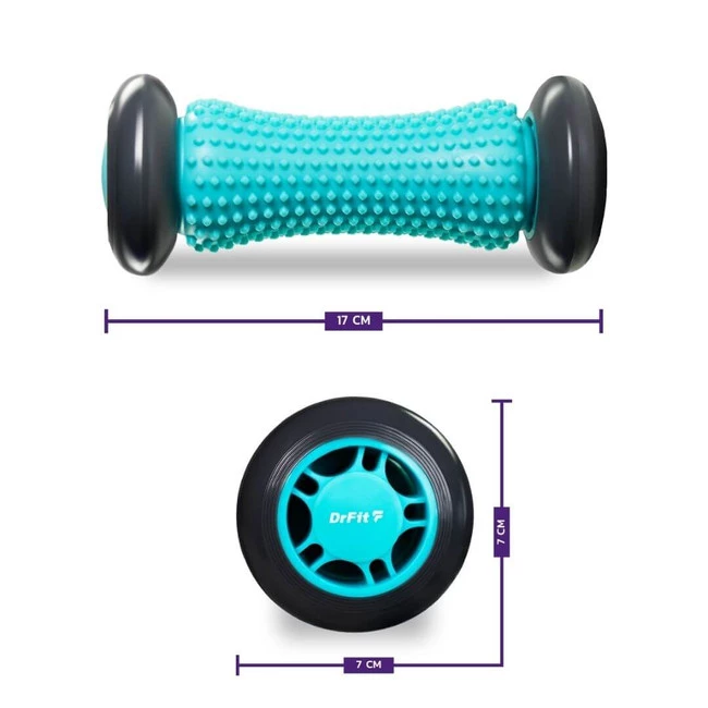DrFit Roller rehabilitacyjny do stóp z wypustkami niebieski 17cm