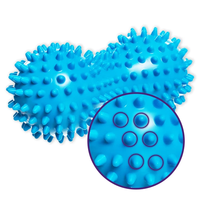DrFit Podwójna piłeczka sensoryczna duoball z masującymi wypustkami niebieska