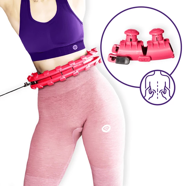 DrFit Hula hop składane z wypustkami i obciążeniem regulowane różowe
