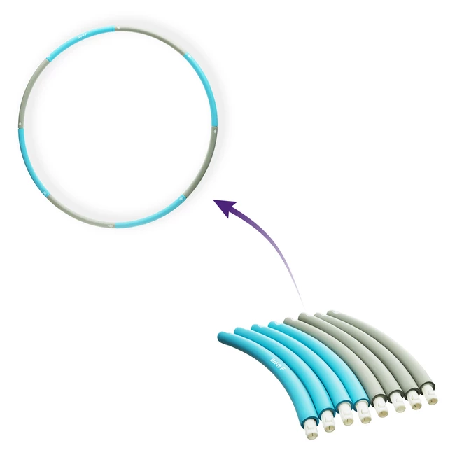 DrFit Hula hop gładkie składane koło treningowe 8-elementowe do modelowania sylwetki ø 100 cm szaro-niebieskie