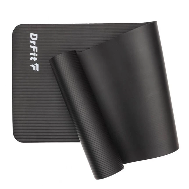 DrFit NBR grubsza antypoślizgowa mata do ćwiczeń fitnessu, jogi i rehabilitacji czarna