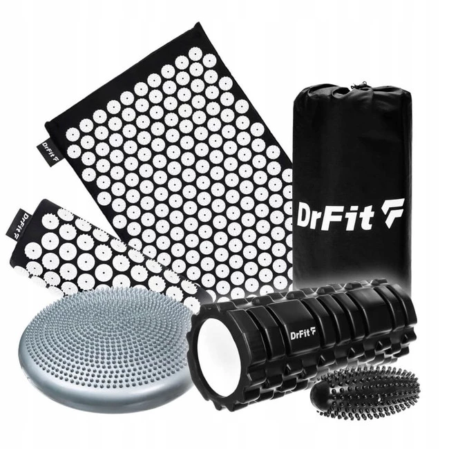 Zestaw regeneracyjny - mata do akupresury, roller sensoryczny, roller z wypustkami, poduszka balansowa z wypustkami